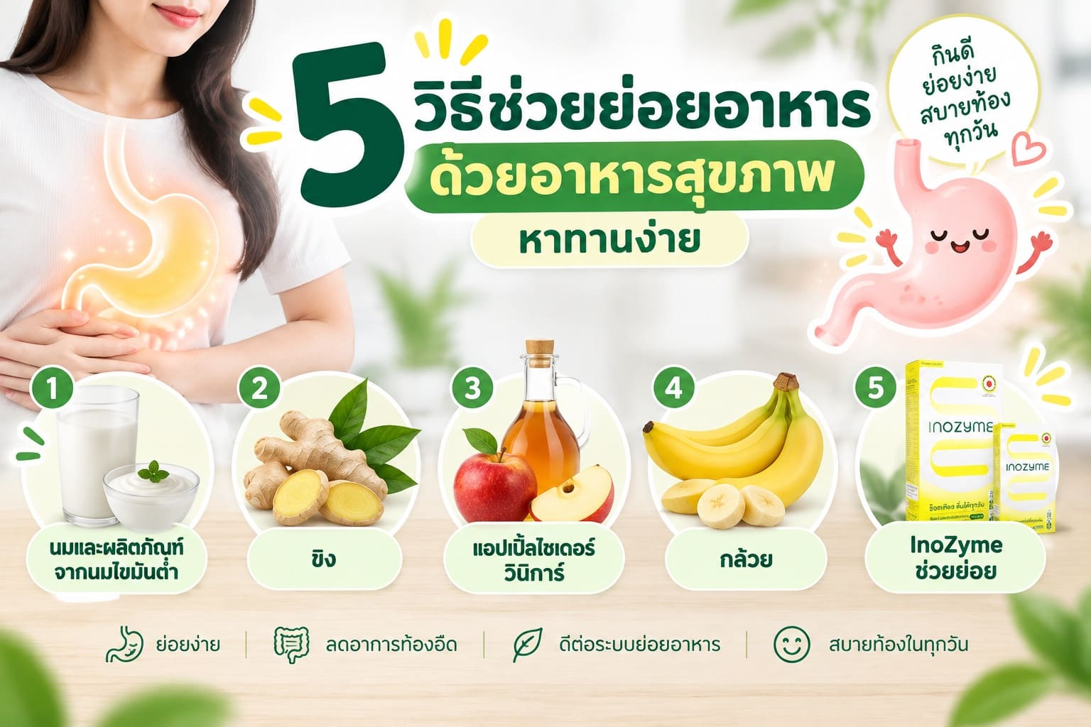 5 วิธีช่วยย่อยอาหาร ด้วยอาหารสุขภาพ