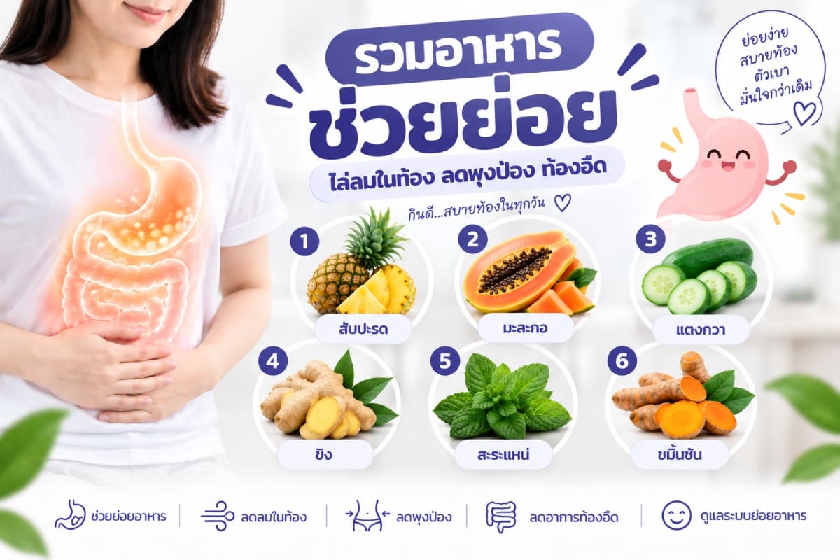 อาหารช่วยย่อย ไล่ลมในท้อง