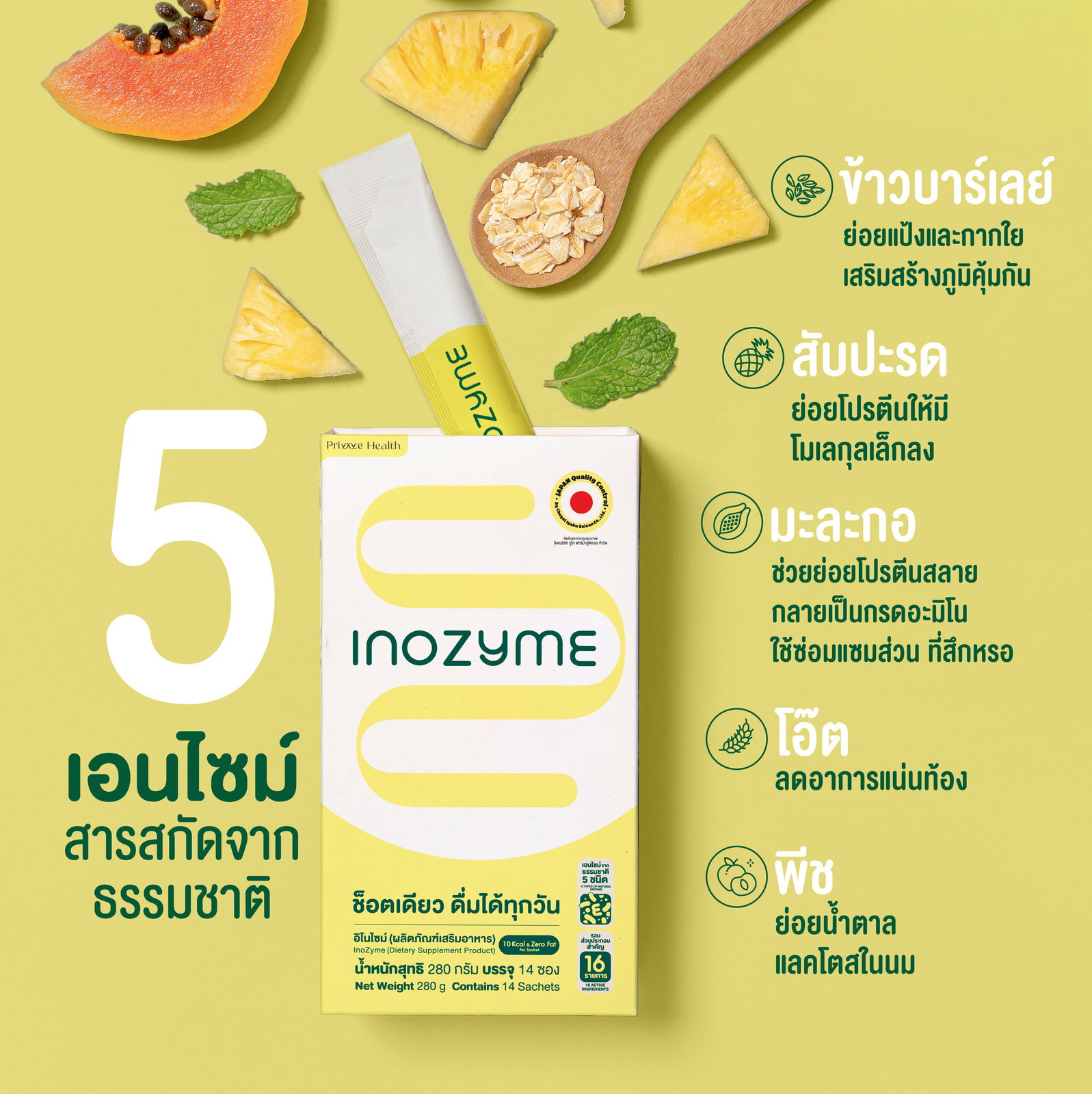 5 เอนไซม์สารสกัดจากธรรมชาติใน InoZyme สูตรน้ำ